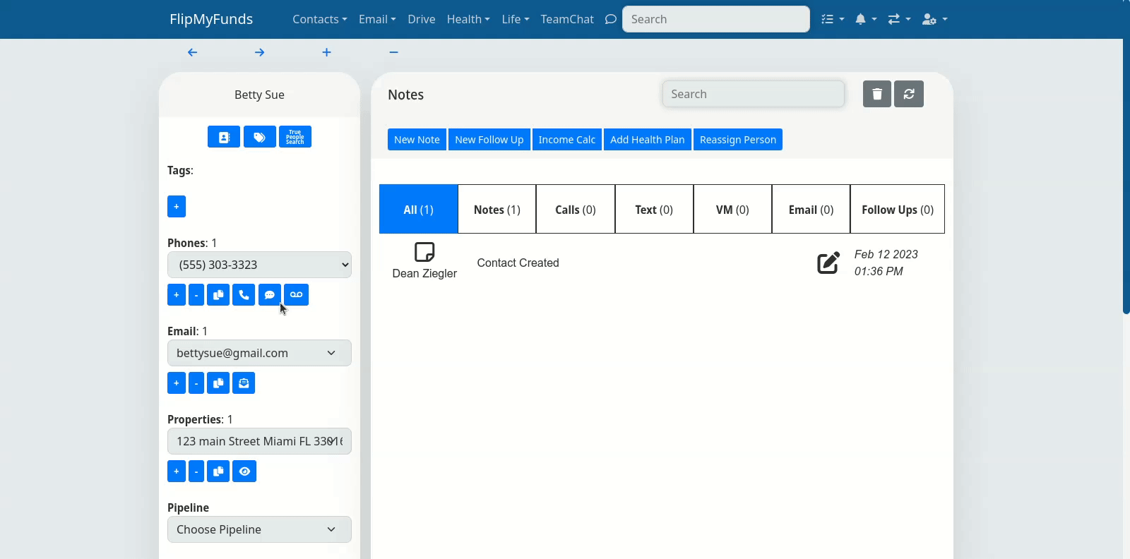 People page with two open text messages